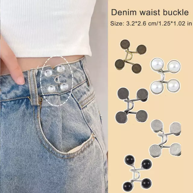 Pearl Jeans Button Pins Pantalon Snap Fastener Serrage réglable Boucle taille G9