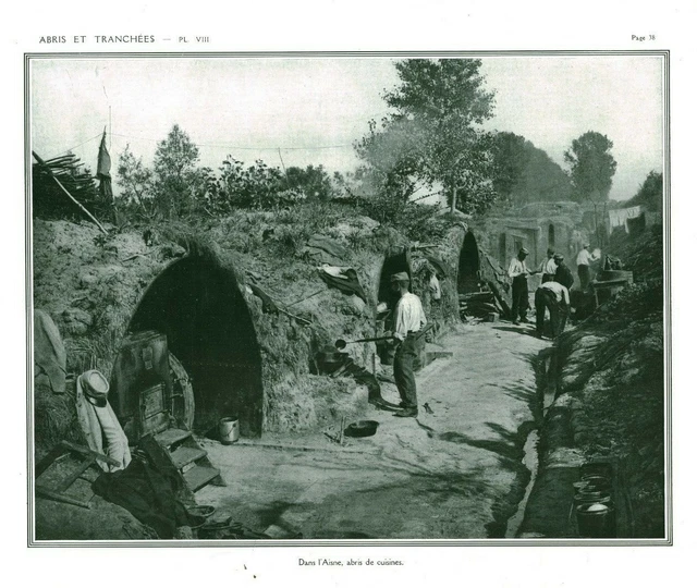 DOCUMENT ANCIEN GUERRE 14/18 dans l'Aisne abris de cuisine issu de ivre 1916 EUR 18,00 - FR