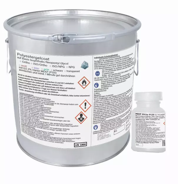 5 kg Gelcoat weiss ISO/NPG+100ml Härter Polyesterharz Epoxidharz