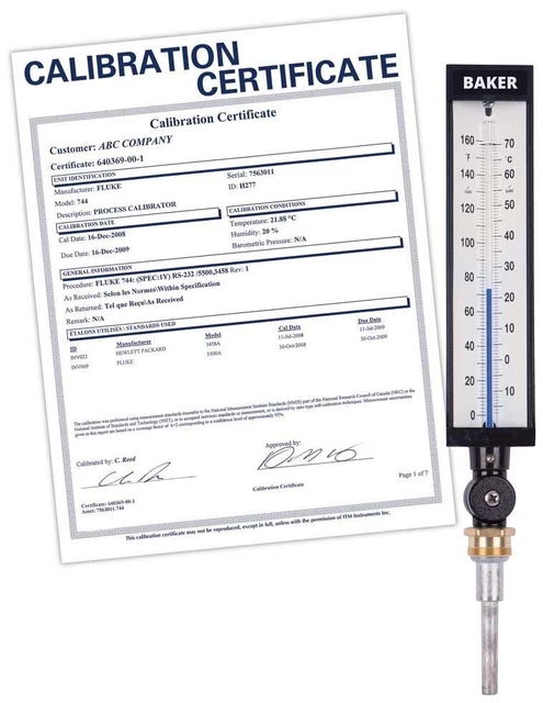Baker 9VU35-165 Industrial Thermometer, 0 to 160&deg;F (-17 to 71&deg;C),