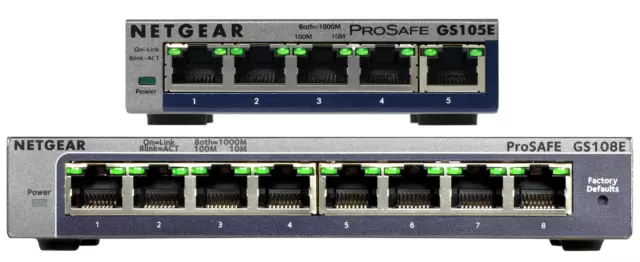 NETGEAR GS105E / GS108E Gigabit Smart Managed Plus Switch 5 / 8 LAN Ports leise