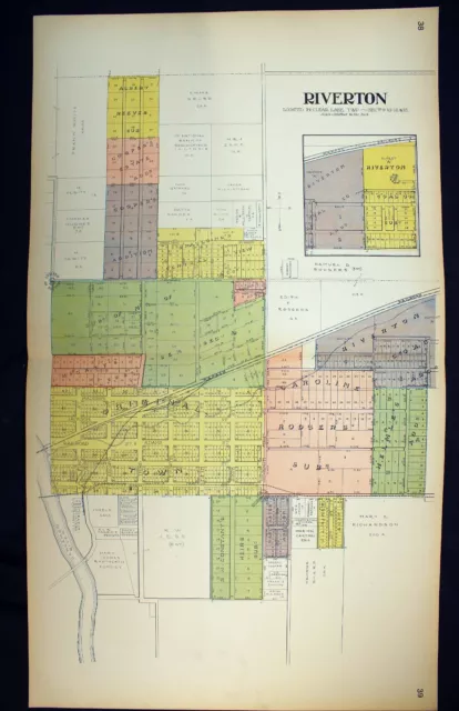 1914 Plat Map Village of  Riverton Sangamon County Illinois Clear Lake Township
