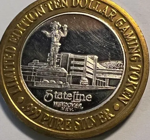 Limited Edition Ten Dollar Gaming Token - .999 Fine Silver - State Line Casino