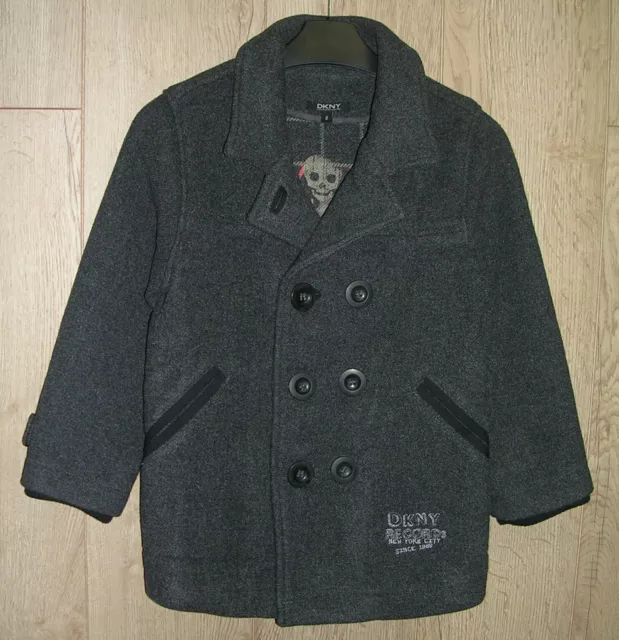 DKNY Boys Grey Wool Blend Smart Jacket Coat Age 8 128cm