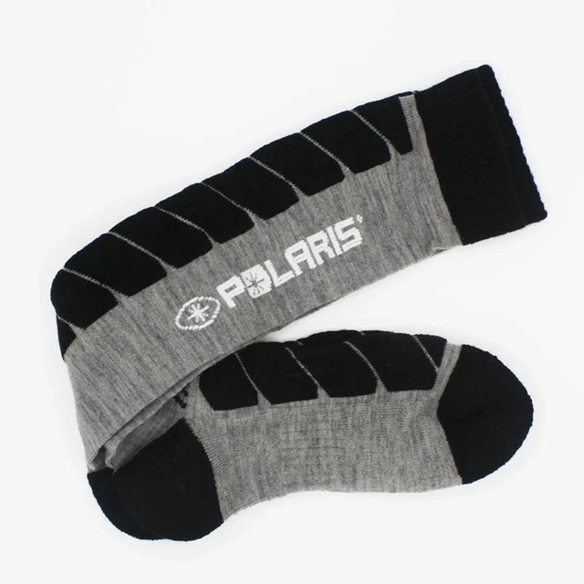 Polaris Grey Mens Knee-High Drift Master Wool Blend Socks Padded