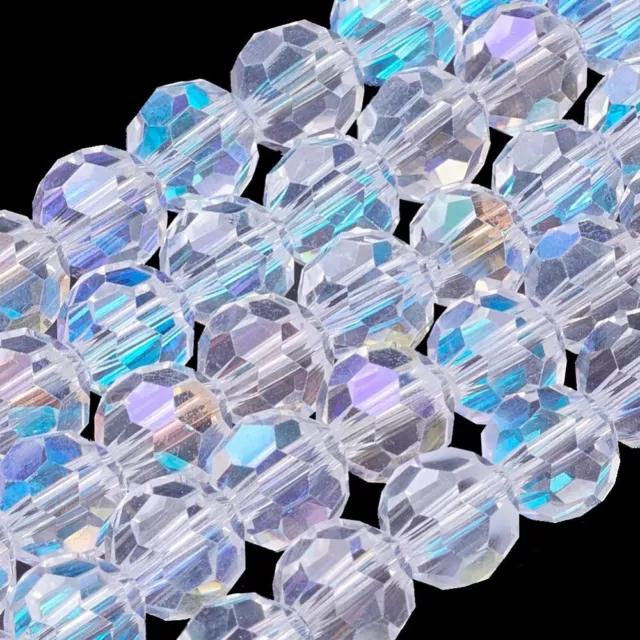 ❤ Faceted Glass CLEAR AB Transparent ROUND Spacer Beads Make Jewellery 4/6/8mm❤