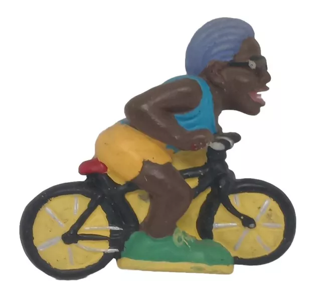 VINTAGE Black Americana African American Woman Bike Riding Speed Racing Magnet