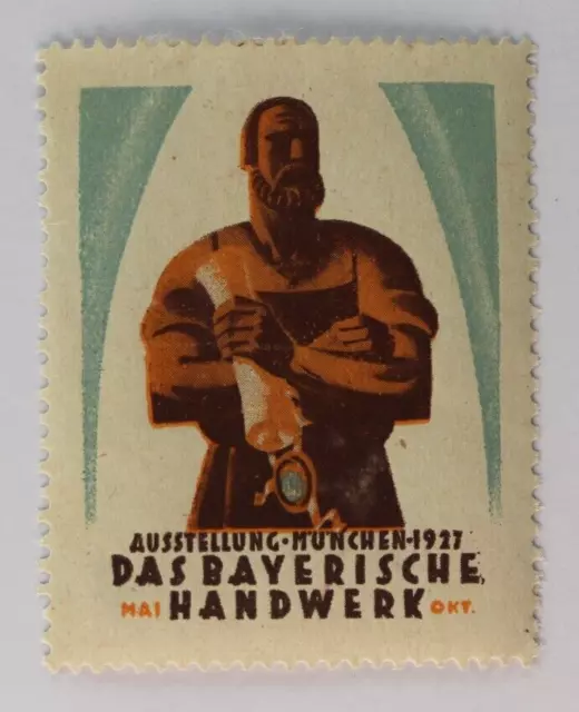 Bavarian Crafts Expo Show in Munich 1927 German Poster Stamp Ad Label