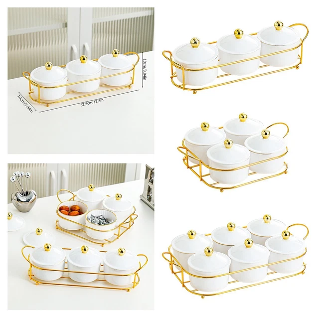 Assiette D'assaisonnement Plat à Sauce Soja Porcelaine Blanche 2 Compartiments Bols à Tremper Divisés Sauce Soja Vinaigre Sushi Ketchup Ou Apéritif Service Assaisonnement (22,6 Cm) Plat à Apéritif