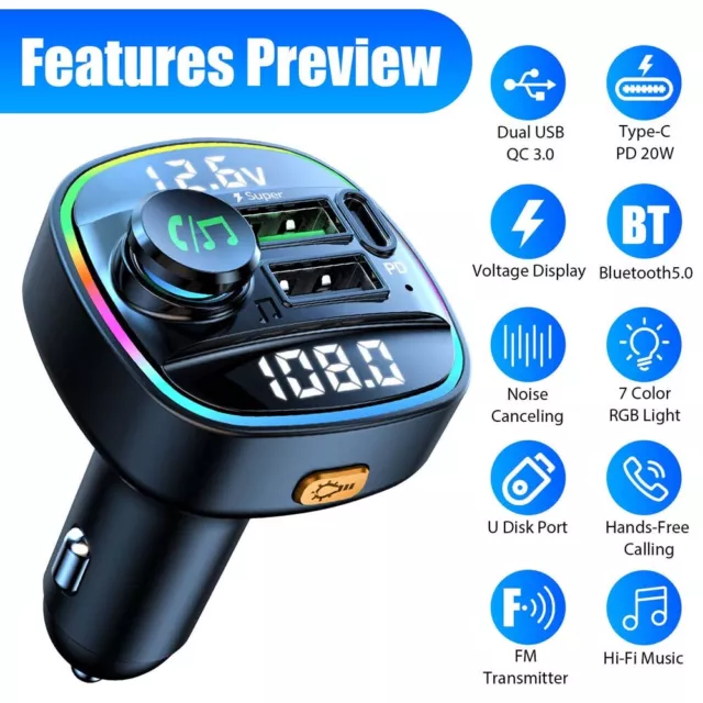 Bluetooth Car Wireless FM Transmitter MP3 Player Radio 2 USB Ladegerät Adapter