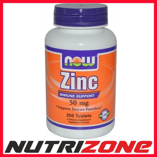 NOW FOODS ZINC 50mg Immune Support Enzyme Functions 250 tabs £17.60