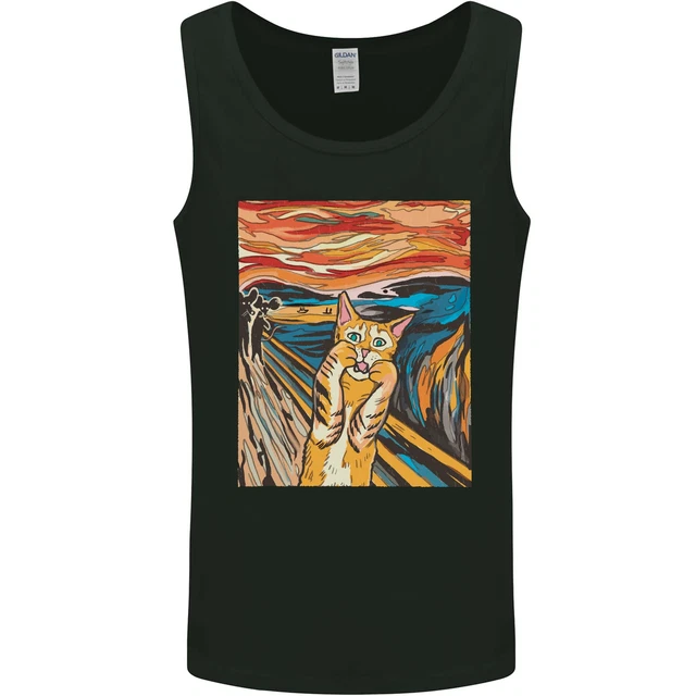 Gilet da uomo pittura urlo gatto parodia canotta