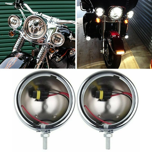 5.1x11.4cm Chrome LED Auxiliaire Passant Léger Boîtier Seau for 11.4cm Fog-Lamp
