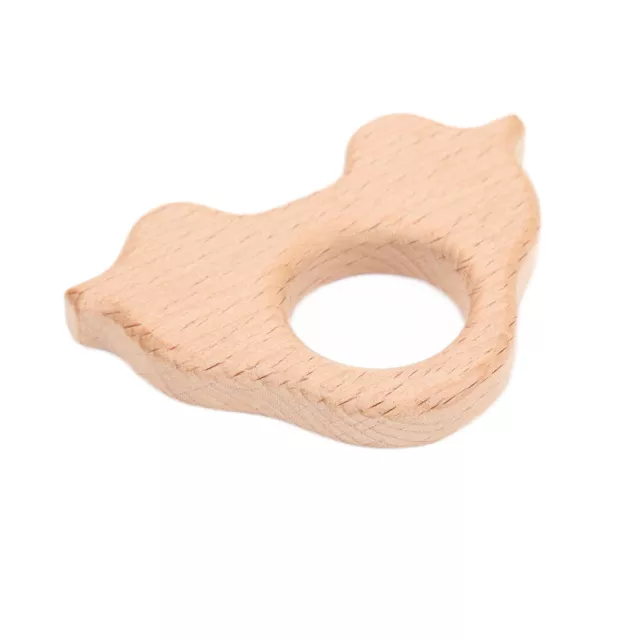 5x Wooden Teether Toys Beech Impact Resistance Wood Teething Rings(Car) ▷