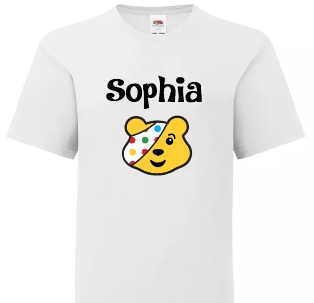 Kids Spotty Bear T shirt School Nursery Top Boy/ Girl Fancy Dress Spots Children