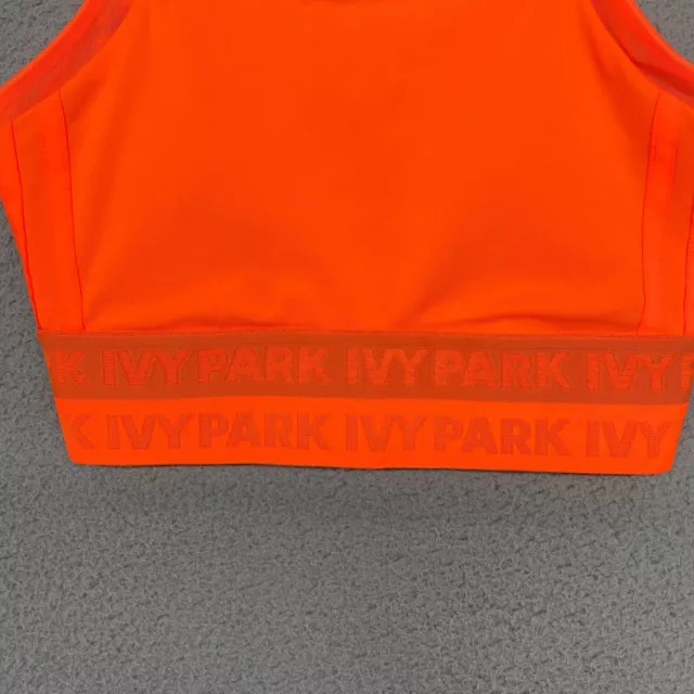 Adidas X Ivy Park Sports Bra Womens XS Strappy Orange Longline Workout High Neck 3