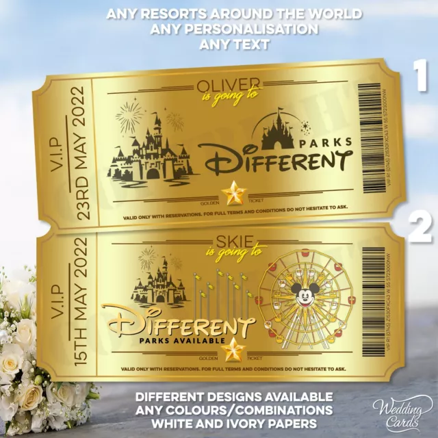 PERSONALISED DISNEY TICKET Style Disneyland California Invites inc