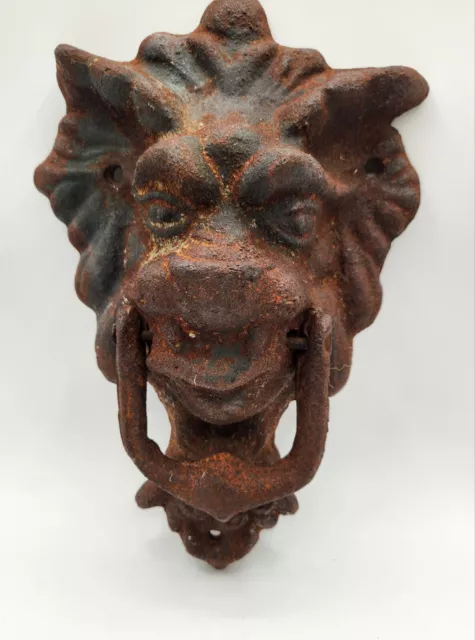 Vintage Unique Gargoyle / Dragon Cast Iron Door Knocker 11 Inches