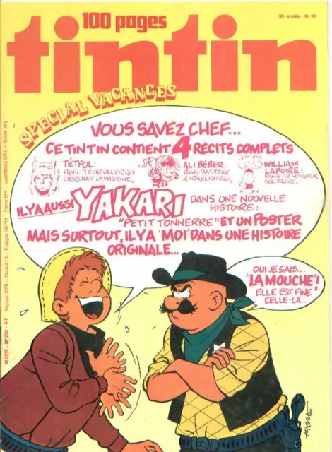 Tintin 35è année 26 / 250 20/06/1980 Spécial vacances COMPLET POSTER YAKARI