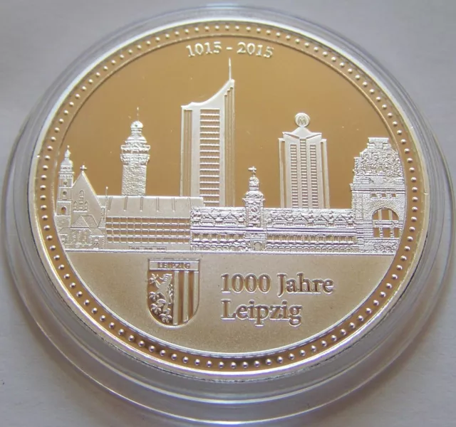 1000 Jahre Stadt Leipzig - 999 Silber Degussa - Silbermedaille - Silberbarren