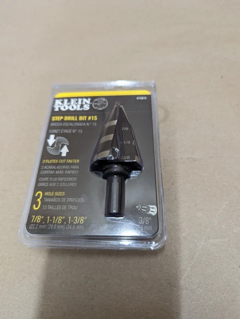 Klein Tools KTSB15 Step Drill Bit #15   7/8", 1-1/8", 1-3/8" NEW