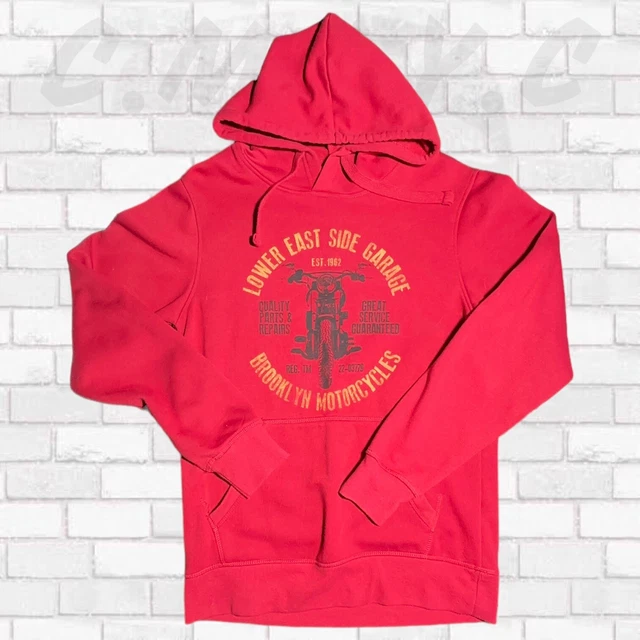 Brooklyn Motorcycles Men’s Pull Over Hoodie Sweat Shirt Jumper S Graphic Print