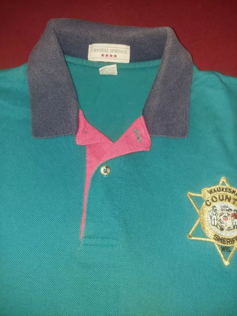 Vintage Colorblock Waukesha County Sheriff's Polo Shirt Made in USA Wisconsin 3