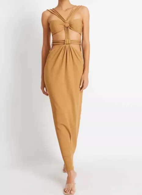 PatBO Knit Maxi Dress Camel Cut Out, Size 0, 32, NWT $675