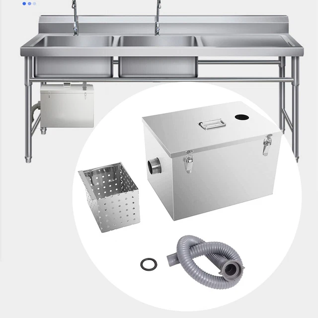 Commercial 9LBS 4GPM Grease Interceptor Stainless Steel Trap Top Inlet