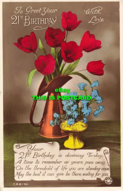 R564147 To Greet Your 21. st. Birthday With Love. Rose. Rotary Photo