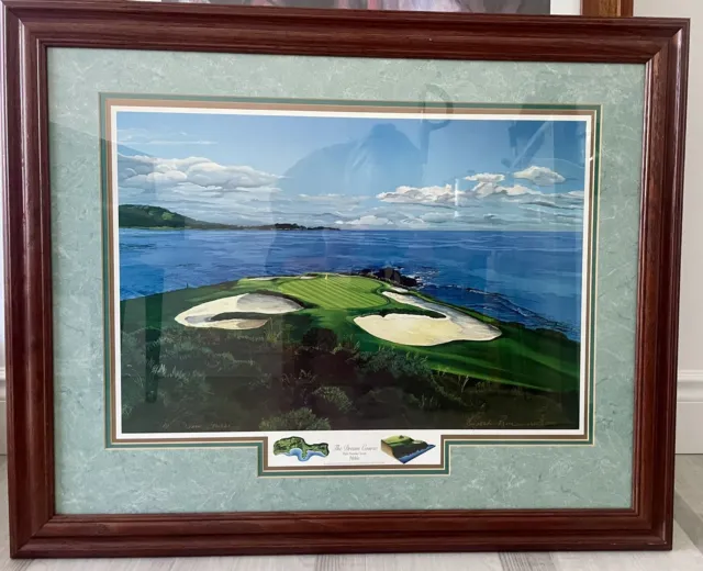 PEBBLE BEACH Framed THE DREAM COURSE Signed GOLF  PEPER 32 x 25