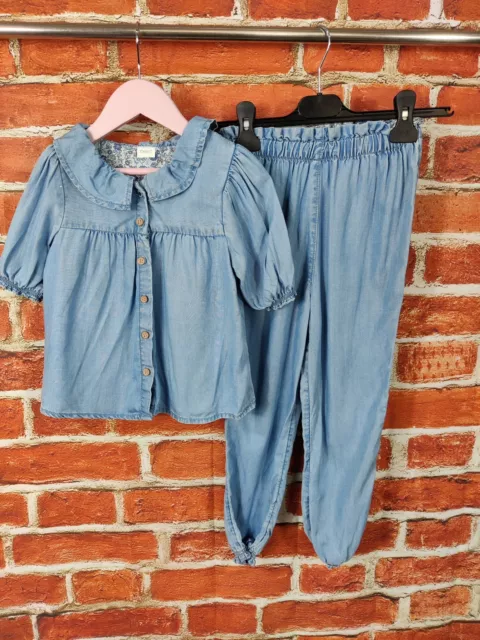 Girls Bundle Age 5-6 Years Next Lightweight Denim Blue Outfit Top Trousers 116Cm