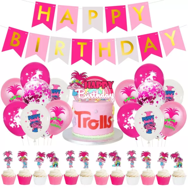 Trolls Birthday Party Supplies Banner Balloons Cake Toppers Kits Decorations AU