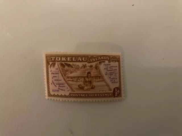 Tokelau Islands 0.5p Map and Scene on Atafu watermarked single Stamp MH