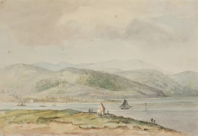 Unbekannt (19.Jhd), Nordwales, Conwy-Mündung,  1841, Aquarell Romantik 1800-1849