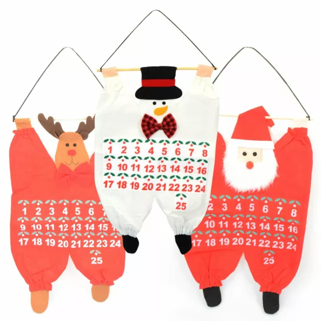 Hanging Fabric Advent Calendar Christmas Kids Decoration Santa Snowman Reindeer