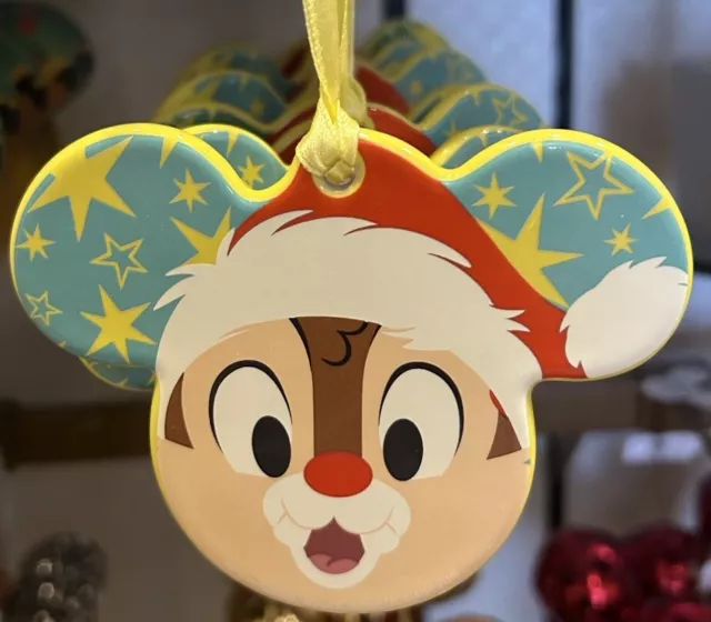 Disney Parks Chip & Dale Ceramic Mickey Mouse Icon Ornament NWT Holiday 2