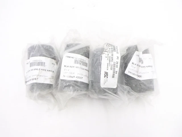 4 Pack Black Schedule 160 SMLS 2"D x 4"L Threaded Pipe Nipple