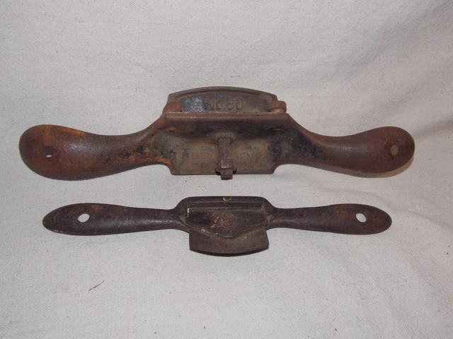 2 Vintage Stanley No.80 Spoke Shave Draw Knife Collectible Wood Working Tool &?