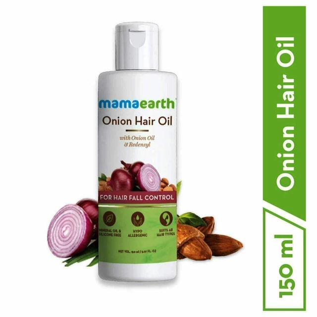 Aceite de cebolla Mamaearth para el crecimiento del cabello y control de la caída del cabello con redensil (150 ml)