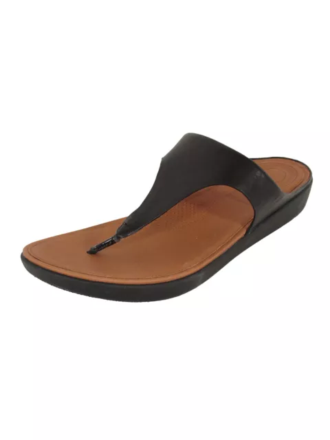 Fitflop Womens Banda II Toe Thong Leather Sandal Shoes, Black, US 5