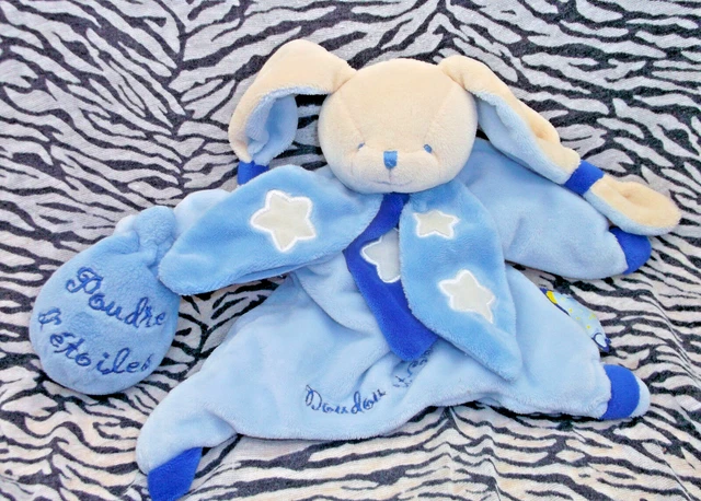 L/Doudou Et Compagnie Lapin Bleu Etoile Luminescent Poudre D'etoiles 25/40Cm Tbe