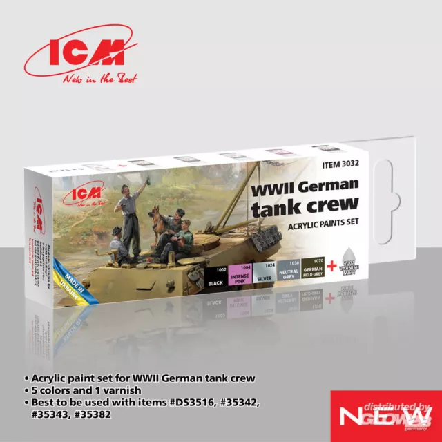 ICM: Acrylic paint set for WWII German tank crew 6 x 12 ml [3303032]