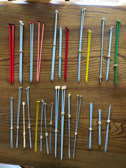 Large Bundle of 27 Pairs/Sets of  Knitting Needles - See Photo for sizes list.