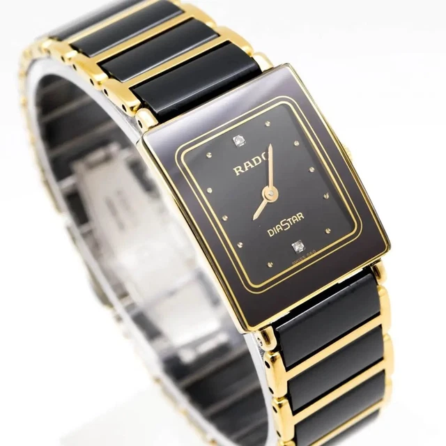 RADO DIASTAR WATCH Ladies 18mm Quartz Square Black Dial Swiss Made
