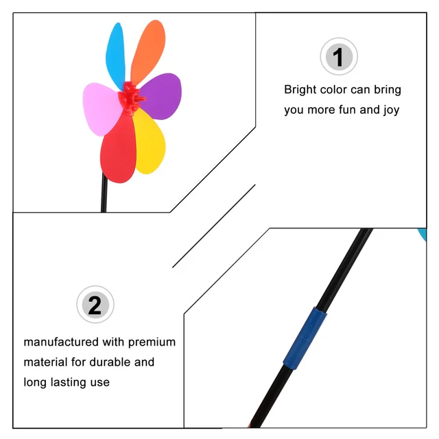 5pcs Spielzeug Windräder für Kinder Outdoor Windräder Regenbogen Windräder 8