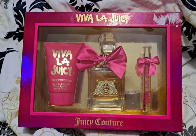 New Juicy Couture Viva La Juicy 3.4oz Eau De Perfume EDP Lotion Souffle Gift 3pc