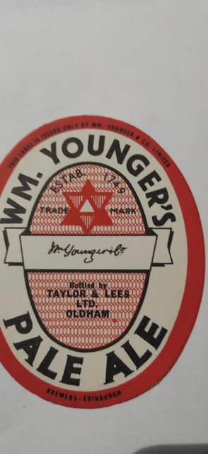 Wm. Youngers pale ale beer label bottled by Taylor and Lees Ltd oldham