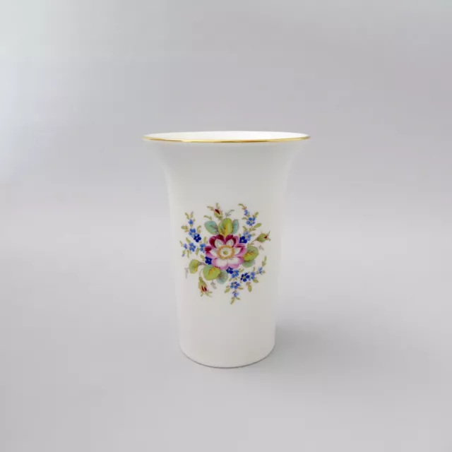 Höchst Blumen- Dekor mit Goldrand Vase H. 13,5cm