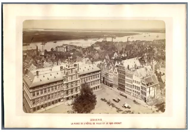 Belgique, Anvers, La Place de l&#039;Hôtel de Ville  Vintage albumen print. Antw